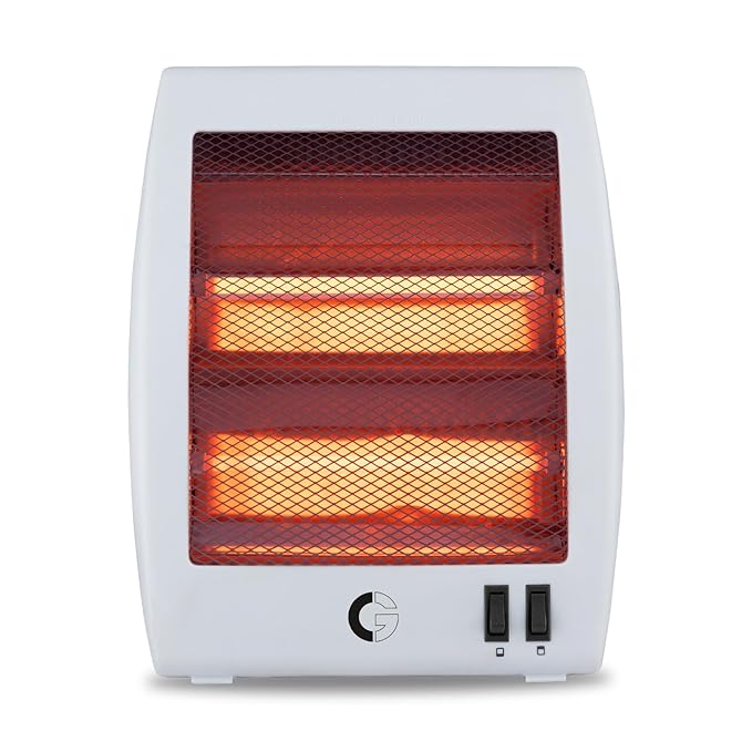 CG Norris 800W 2Q Quartz Room Heater | 2 Heat Settings | Tip Over Safety Switch | Noiseless Operation | Ideal for Rooms up to 150 sqft | White