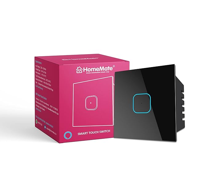 HomeMate ® FR Grade Poly Carbonate Wi-Fi Smart 24 A Touch Switch No Hub Required, Works with Amazon Alexa, Google Assistant and Siri (White)