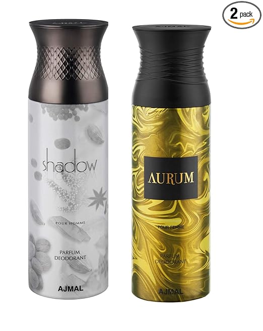 Ajmal Shadow Homme & Aurum Deodorant Spray Gift For Men & Women (200 ml, Pack of 2)
