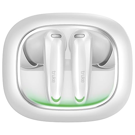 truke New Launch BTG Crystal True Wireless in Ear Buds with Dual Pairing, Spatial Audio Earbuds, 40ms Low Latency, 68H Playtime Fast Charge, HiFi DSP Sound, 4Mics ENC 13mm Driver, Bluetooth 5.4-White