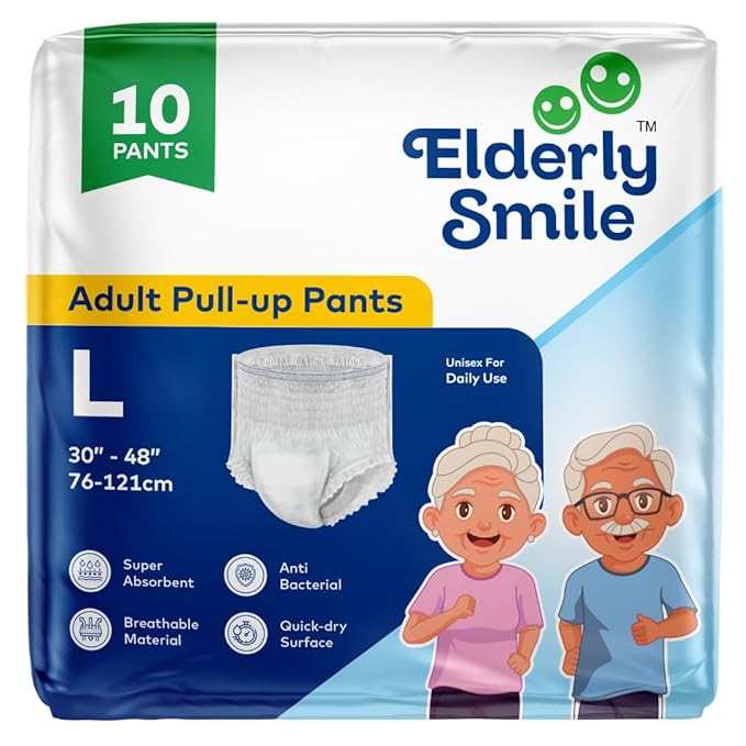 Adult Diaper Pants Pull Up – Large (30"–48" Waist) | Unisex Disposable Adult Incontinence Pants | Breathable, Anti-Bacterial & Quick Dry | 10 Count