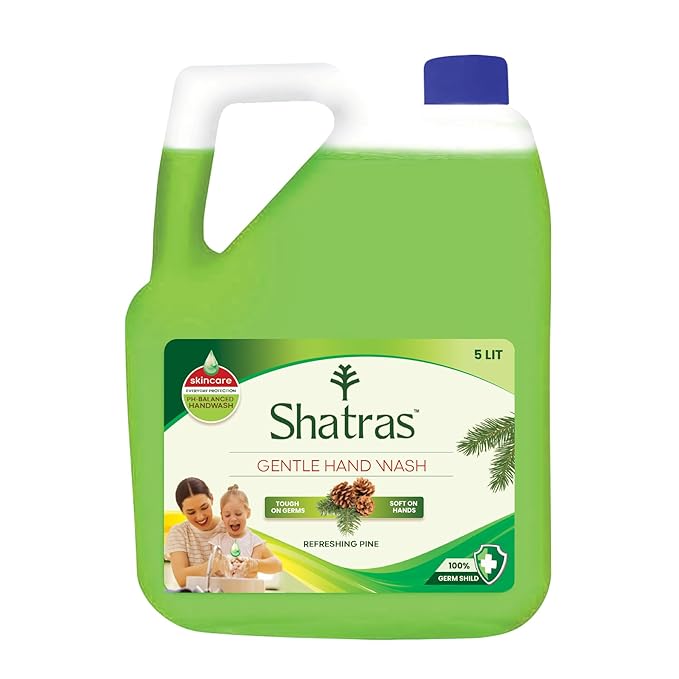Shatras Refresh Pine Handwash Liquid Refill Can - 5L | Antibacterial Germ-Protect | pH Balanced | Soft On Hands | Refreshing And Energizing | Handwash for Everyday Use