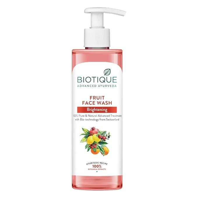 Biotique Fruit Brightening Face Wash| Ayurvedic and Organically Pure| Advanced Swiss Technology |100% Botanical Extracts| Suitable for All Skin Types | 250ml