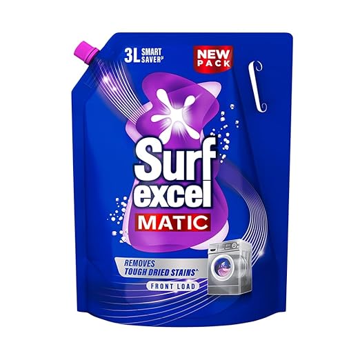 Surf Excel Matic Front Load Liquid Detergent 3 L|| Specially designed for Tough Stain Removal on Laundry in Washing Machines - Super Saver Offer Pack