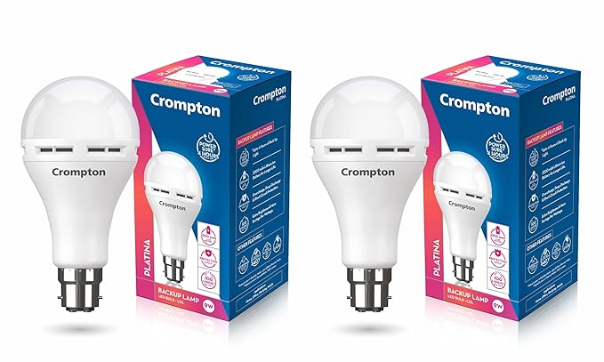 Crompton Emergency 9 W LED Bulb Base B22 Cool Day Light (Pack of 2)