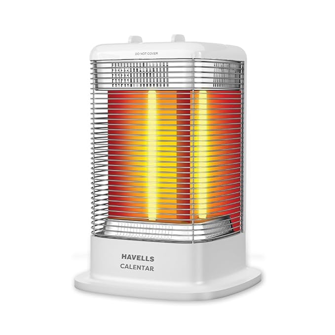 Havells Calenter 1050 Watt Room Heater With 3 Carbon Heating Tube| 3 Heat Setting| Tip Over Switch Protection| 3 Direction Heating| Upto 120min. Timer Setting| 2 Years Manufacturer Warranty (White)