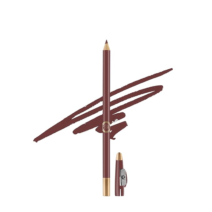 Colors Queen Matte Eyeliner & Lip Liner Enriched with Vitamin A & E | Smooth Application | Highly Pigmented | Long Lasting Lip Liner Pencil with Inbuilt Sharpener (02 - Chocolate Brown)