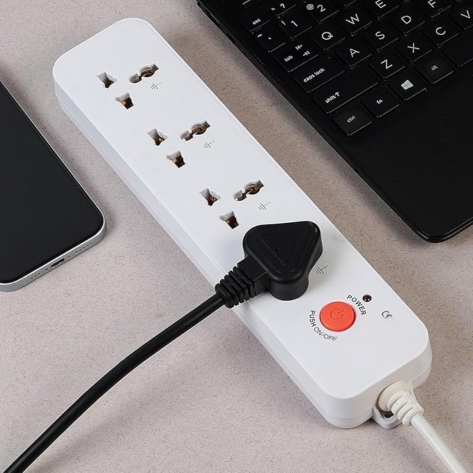 SPARTAN 4+1 Power Strip 1.8 Meter Extension Board with 4 International Power Sockets 2500 Watt (240V AC,10 AMP) Extension for Home Appliances, Vaccum, TV, Washing Machine Laptop (White, Pack of 1)