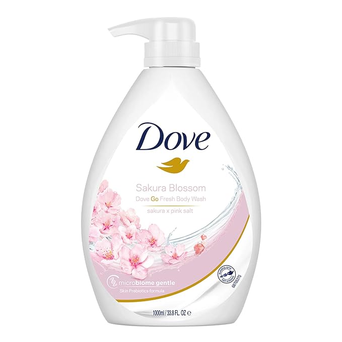 Dove Refreshing Sakura Blossom Body Wash with Himalaya Pink Salt for Replenished Skin, 1L