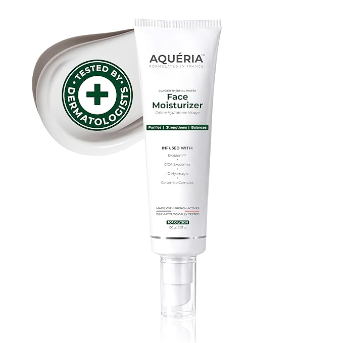 Aqueria Oil Free Gel Based Daily French Moisturizer | 2% BHA, 3% Niacinamide with Ceramides, Cica & Multi Actives | Controls Oil, Repairs Skin Barrier & Clears Pores | Lightweight, Fast Absorbing, Non-Greasy, Non-sticky Hydration | Mattifying, Fragrance-Free Cream for Oily, Combination & Acne Prone Skin | 50g