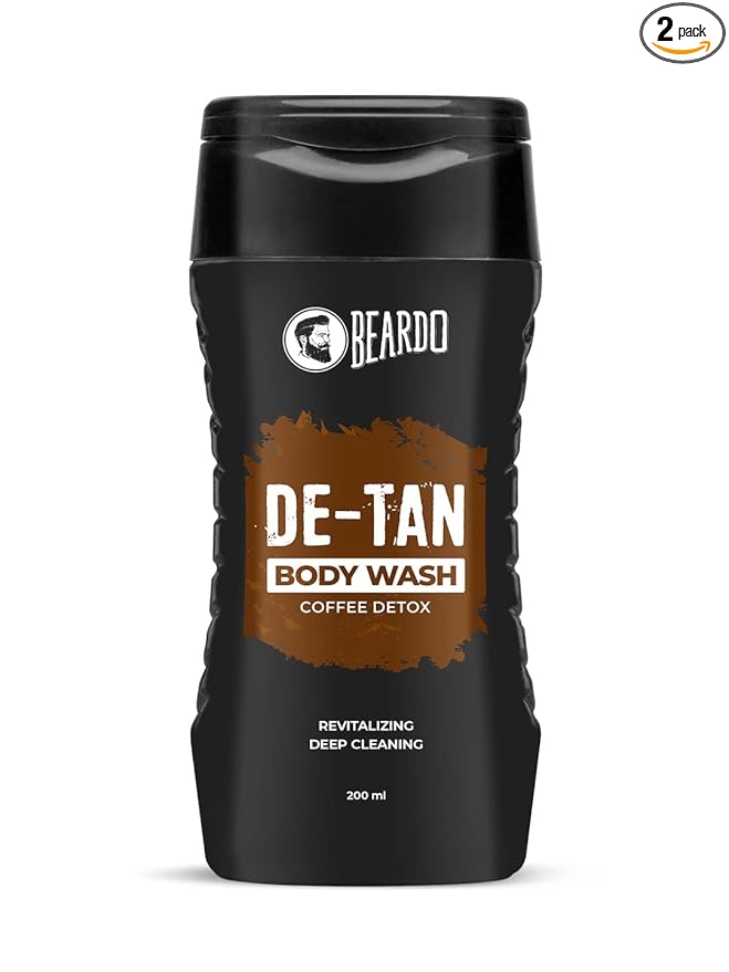 Beardo De-Tan Body Wash for Men, 200ml | Tan Removal and Caffeine Body Wash | Detan With Coffee & Aloe Extracts | For Body & Face | Refreshing Fragrance
