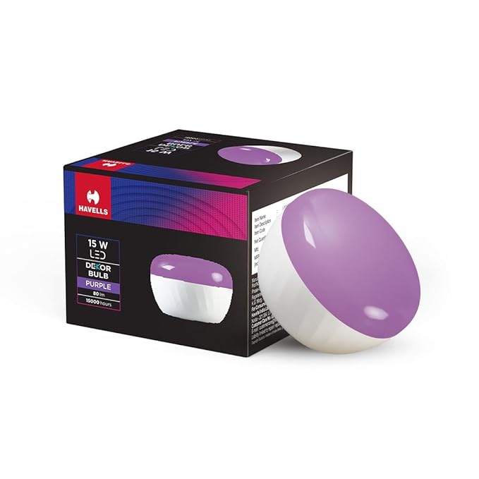 HAVELLS DEKOR 15W Decorative LED Bulb With Unique Design To Conceal/Hide The Holder | B22| (Purple)