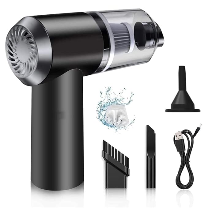 SONORO KATE 3-in-1 Portable Car Vacuum Cleaner with Blower – USB Rechargeable Cordless Handheld Mini Cleaner, Strong Suction, Washable HEPA Filter – Wireless Vacuum for Car, Home & Travel, Black