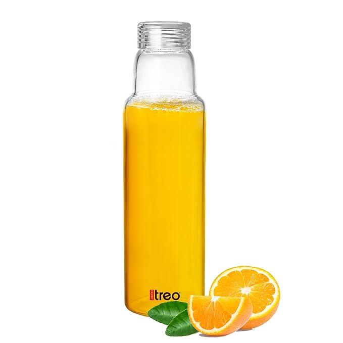 Treo By Milton Borosilicate Clarisma 750 Glass Fridge Water Bottle, Leak-Proof & Durable, Wide Mouth for Easy Cleaning, Transparent Design, Suitable for Hot & Cold Beverages, Home & Office Use, 750 ml