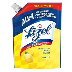 Lizol Disinfectant Surface & Floor Cleaner Liquid Refill Pack, Citrus - 1800 ml