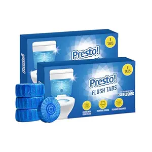 Amazon Brand - Presto! Flush Tabs | 800 Gram | 50 Gram | 8 Tabs X Pack of 2 | Prevents Stains, Removes Limescale | Toilet Flush Tank Balls