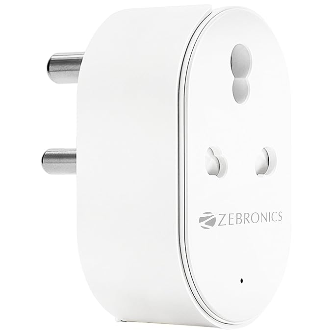 Zebronics ZEB-SP116, Smart Wi-Fi Plug Compatible with Google Assistant & Alexa, Supports Upto 16A and Comes with a Dedicated APP That Features Scheduled Control and Energy Monitoring.