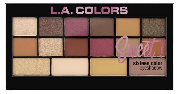 L.A. COLORS Sweet 16 Color Eyeshadow Palette Shimmery Finish, Brave, 20g (Multicolor)