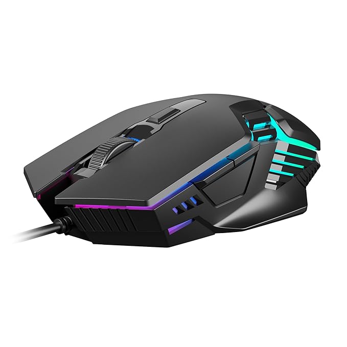 GAMDIAS Aura GS4 Multicolor Gaming Mouse, 6 Multi-Functional Keys, 3600-DPI Optical Sensor, Advanced Ergonomic Design