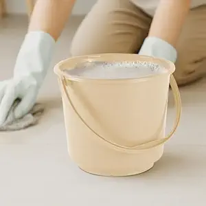 Kuber Industries 5 Litre Compact Size Plastic Bucket for Kitchen, Cleaning & Water Storage – Small Lightweight and Easy to Carry Utility Bucket Ideal for Mopping - Plain - Beige