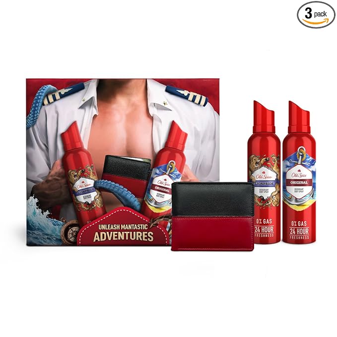 Old Spice Mantastic Adventures Giftbox | Original and Lionpride No Gas Deodorant Body Spray Perfume with Premium Wallet| 140ml each