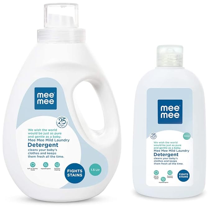 Mee Mee Mild Baby Liquid Laundry Detergent, 1.5L & Mild Baby Liquid Laundry Detergent Bottle, 500ml