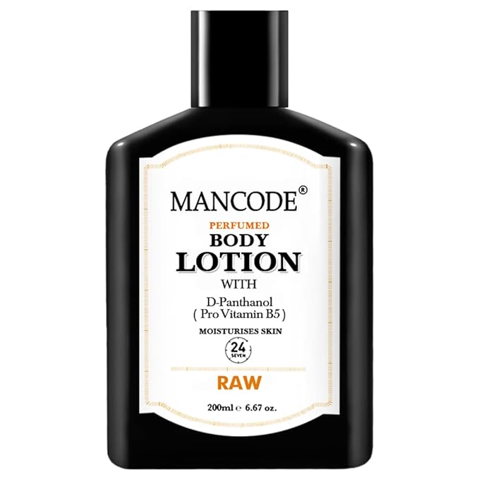 Mancode Raw Body Lotion For Men 200ml | Easy Absorption | Nourishing Formulation | Hydrating Moisturization | Intense Care | Smooth Texture | Healthier Complexion | Elevates self-care.