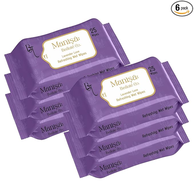 Co. Lavender Luxe Refreshing Wet Wipes | Alcohol-Free, Paraben-Free, Vegan & Cruelty-Free | Soothing & Hydrating Facial Wipes | 150 Wipes (Pack of 6)