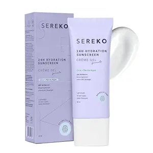 SEREKO Sunscreen SPF 50 PA++++ Crème Gel | Zero White Cast, Blue Light + UVA/UVB Protection | Quick Absorbing, Non-Greasy, 24H Hydration | For Men & Women | All Skin Types – 50ml