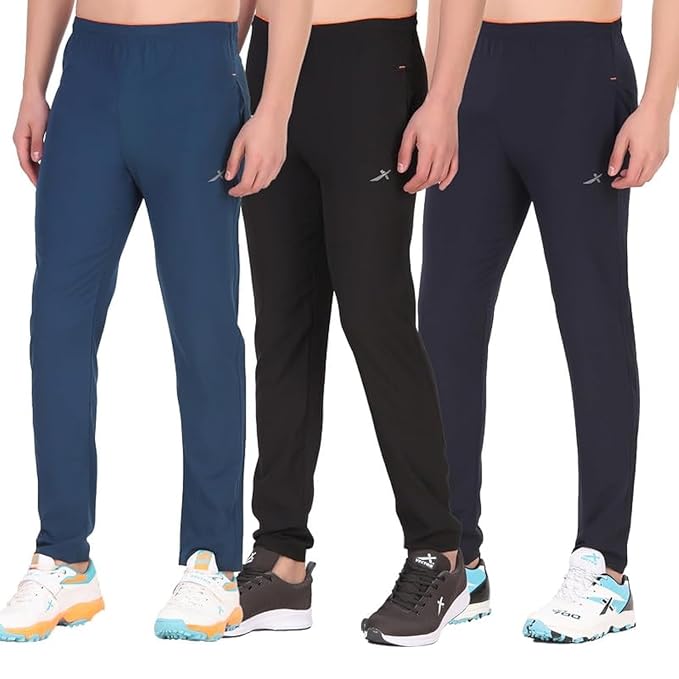 Vector X OML-305 Men's Dry-Touch Sports 100% Polyester Trackpant with Zipper Pockets Trouser – Ultra-Lightweight, Moisture Wicking, Training & Running Pant + Contrast Piping Design (Multi Color, XXL)