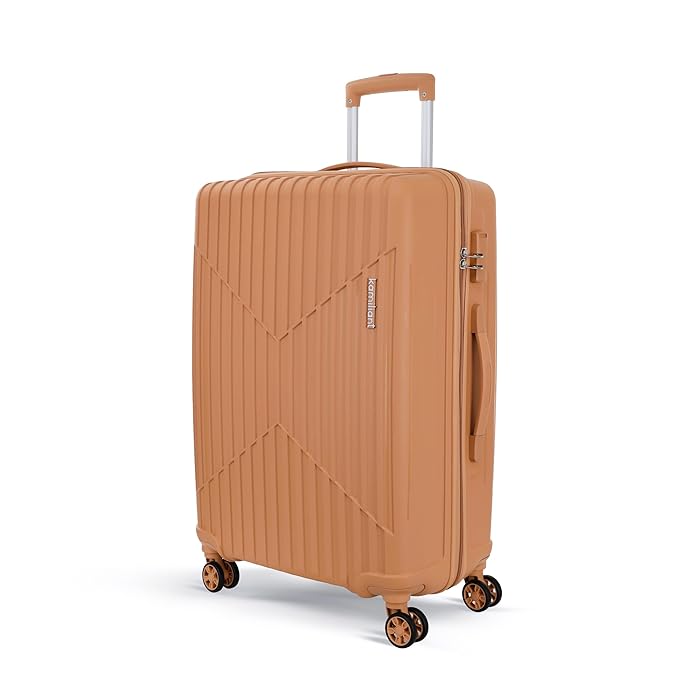 KAMILIANT by American Tourister Savvy | Trolley Bag Check-in Medium Size (70 cms) for Travel| Hard Case Polypropylene (PP) Suitcase | 360° 8-Wheel Luggage Trolley | Combination Lock | Orange Pastry