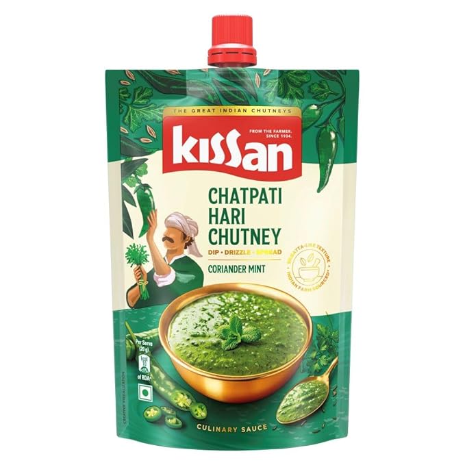 Kissan Chatpati Hari Chutney, 200g, For Flavorful & Versatile Meals, With Fresh Coriander, Mint & Green Chillies, Silbatta-Like Texture, Sourced From Indian Farms, Ready To Eat