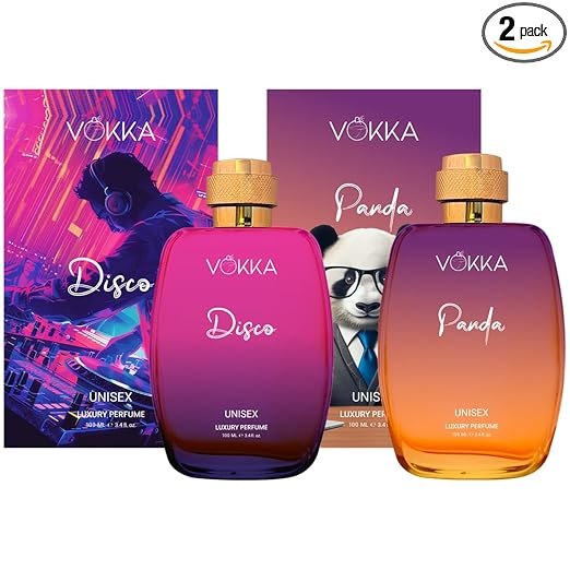 Vokka Disco & Panda 200 ml | Pack of 2 x 100ml Unique Unisex Luxury Long Lasting Ambery Leather Perfume Gift Set For Men And Women | Leather Scent Eau De Parfum | Notes: Amber Leathery