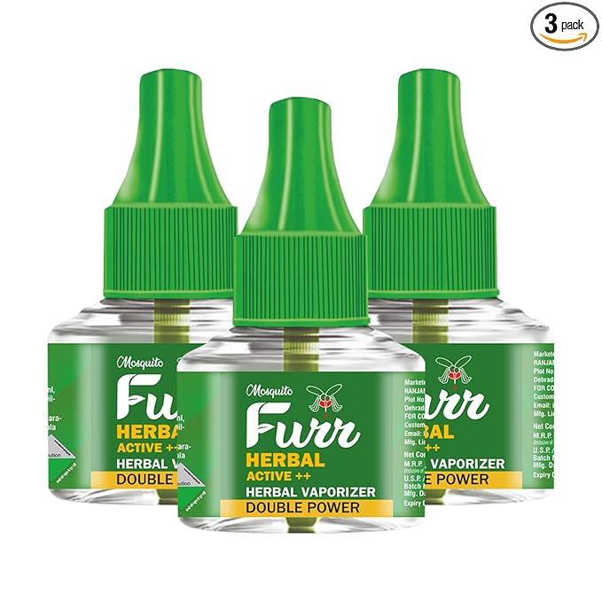 Herbal Active++ Double Power Liquid Mosquito Vaporiser Refill Mosquito Vaporiser Refill No Kerosene Oil Poison Free Non- Toxic Chemical-Free (45ml,Pack of 3)