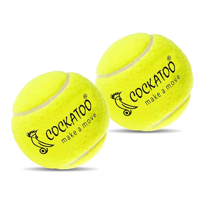 Cockatoo Rubber Cricket Tennis Ball, Construction of Tennis Ball for Cricket for Optimal Performance,Suitable for All Skill Levels. (120 Gr Per Ball - Pack of 2-Yellow)