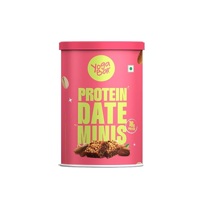 Yogabar Protein Date Minis – 22g Protein, No Refined Sugar, Dates & Nuts Snack – 200g Pack (10 x 20g)