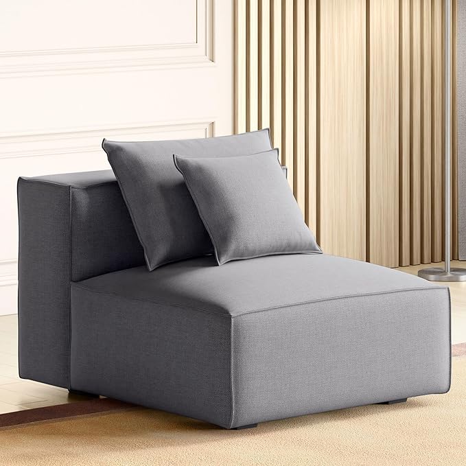 Home Centre Mills Solid Wood Fabric 1-Seater Armless Sofa – Grey
