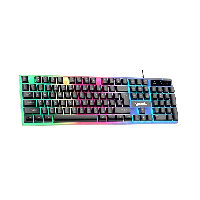 Geonix Cruiser K5, Wired Gaming Keyboard, 104 Keys, 1.5m Cable, 12 Multimedia Keys, USB Interface, RGB Colour, Plug and Play