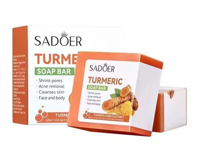 Earthly® Natural Turmeric Soap - Organic, Handmade, Skin Brightening, Anti-Aging Brightening, Acne Removal Soap Organic Turmeric, Shea Butter & Essential Oils-100g