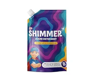 Shimmer Liquid Detergent - 5L Pack | Non Toxic & Eco Friendly | Top Load & Front Load Expert | Removes Tough Stains | French Lavender Fragrance | Upgrade from Detergent Powder, No Residue on Clothes