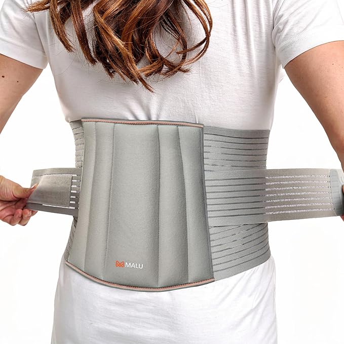 Lumbar Sacral Belt for Relief from Back Pain, Muscle Spasm, Sciatica, Spine Alignment & Lower Back Support | Posture Corrector Belt with Adjustable Straps for Men & Women- Grey (S)