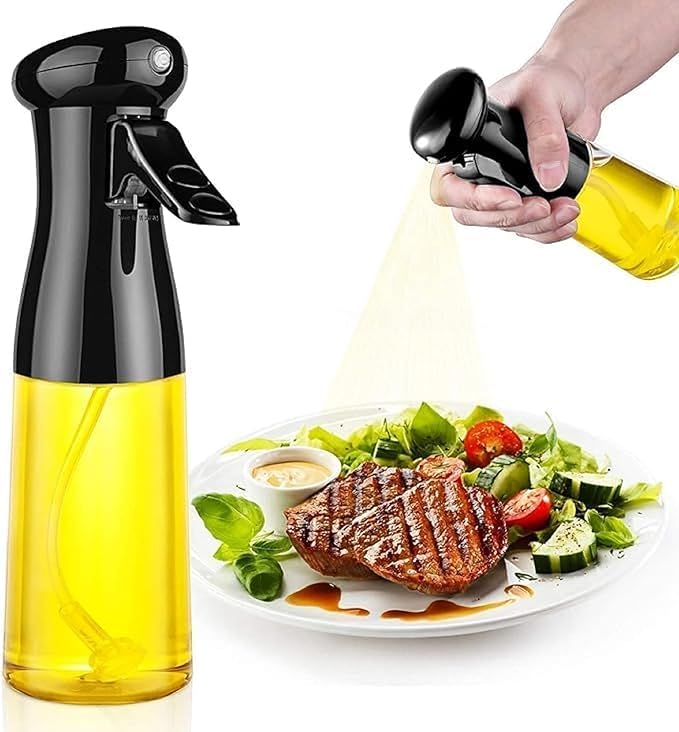 DEVAR Glass Oil Spray Bottle for Cooking, Olive Mister for Air Fryer Salad BBQ, Refillable Kitchen Cooking Sprayer Dispenser for Healthy Cooking, Transparent Spray Bottle with Pump