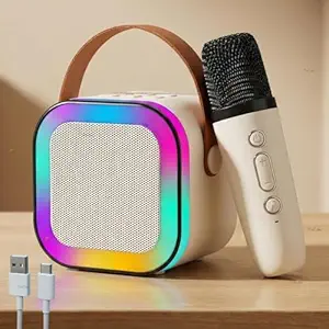 Toy Imagine Rechargeable Karaoke Mic with Speaker | Wireless Mini Portable Bluetooth Mic with RGB LED Lights | Singing Musical Toy & Birthday Gift for Kids, Boys, Girls & Adults