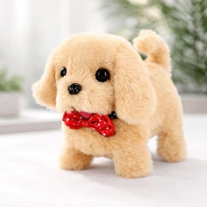Walking and Jumping Dog with Sound Puppy Toy for Kids | Soft & Interactive Battery Operated Toy | Birthday Gift for Babies | Educational Interactive Dog Toy for Baby Kids Children (Light Brown)