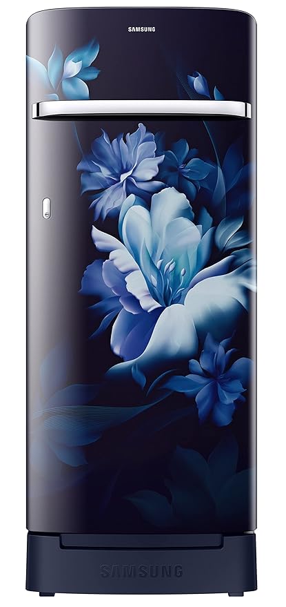 Samsung 215L 5 Star Inverter Direct-Cool Single Door Refrigerator (RR23C2H35UZ/HL,Midnight Blossom Blue) Base Stand Drawer