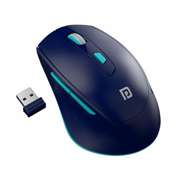 Portronics Toad 32 Wireless Mouse with 6 Buttons, 2.4 GHz Connectivity, 10m Working Range, Ergonomic Design, Adjustable Optical DPI, Auto Power Saving, for Laptop & PC (Blue)