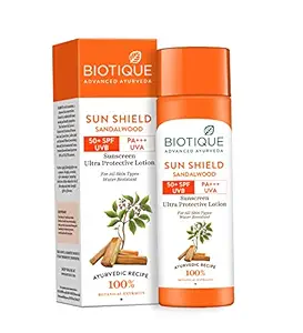 Biotique Bio Sandalwood Sunscreen Ultra Soothing Face Lotion, SPF 50+ |Ultra Protective Lotion| Keeps Skin Soft, Fair and Moisturized| Water Resistant| For All Skin Types| 190ml
