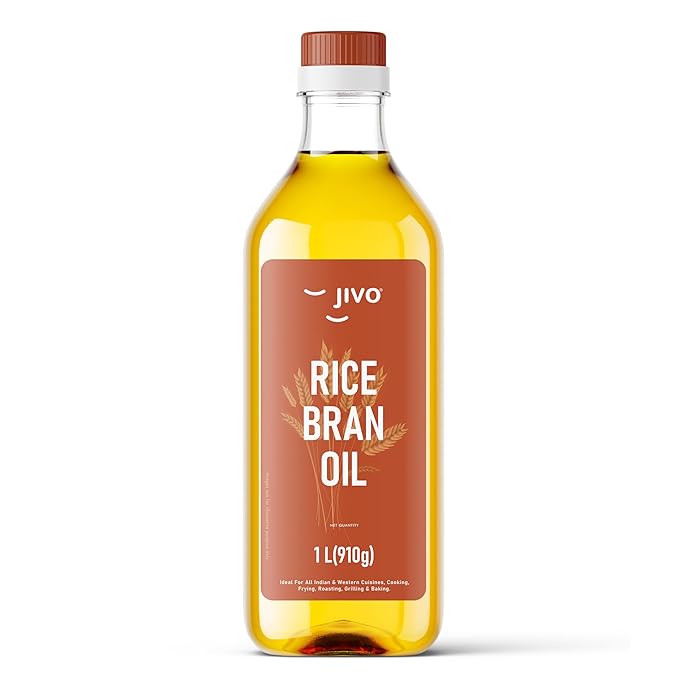 Jivo Rice Bran Oil 1 Litre Cooking Oil | Rich in Antioxidants | Ideal for Deep Frying, Sautéing & Baking | Chemical-Free