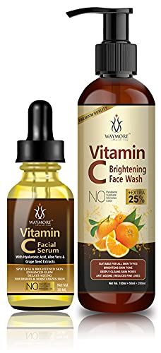 WAYMORE Facial Combo, Vitamin C Face Serum- 30ml with Vitamin C Face Wash-200ml, for All Skin Types(Pack of 2)