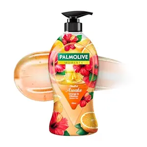 Palmolive Mindful Awake Body Wash, 750ml Shower Gel Single Pump Bottle, 100% Natural Orange & Hibiscus Extracts, pH Balanced Bodywash, Free of Parabens & Silicones